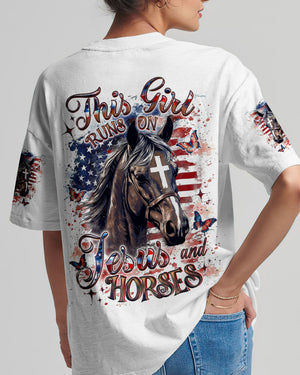 Runs On Jesus And Horses Women's All Over Print Shirt - Yhdu0107253