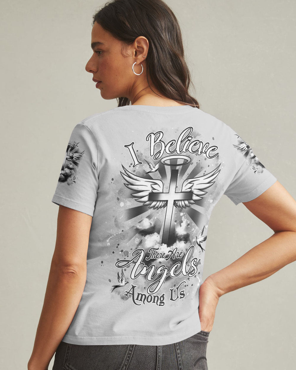 I Believe There Are Angels Among Us Women's All Over Print Shirt - Yhdu0804253