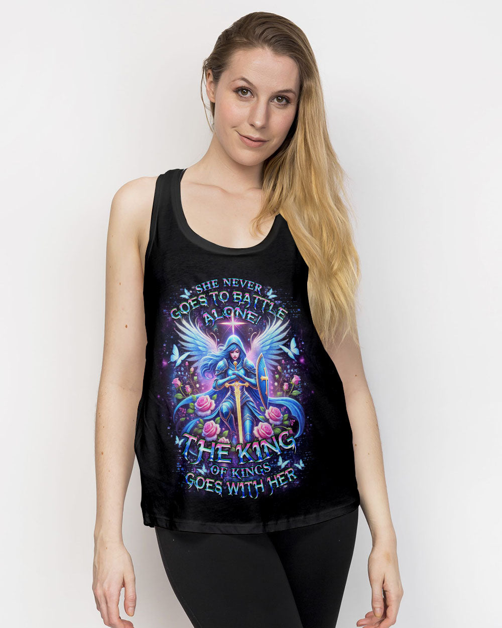 She Never Goes To Battle  Alone Women's All Over Print Shirt - Yhdu1501251