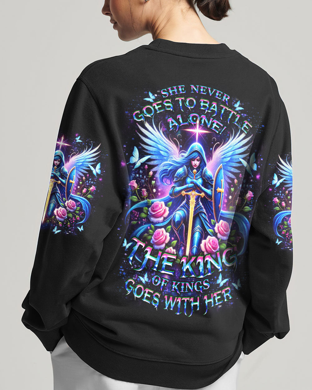She Never Goes To Battle  Alone Women's All Over Print Shirt - Yhdu1501251