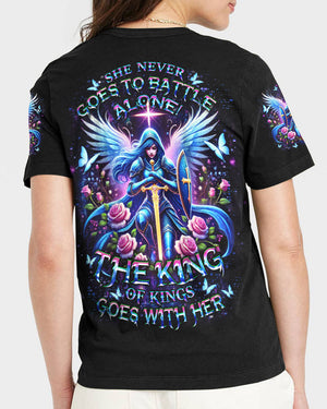 She Never Goes To Battle  Alone Women's All Over Print Shirt - Yhdu1501251