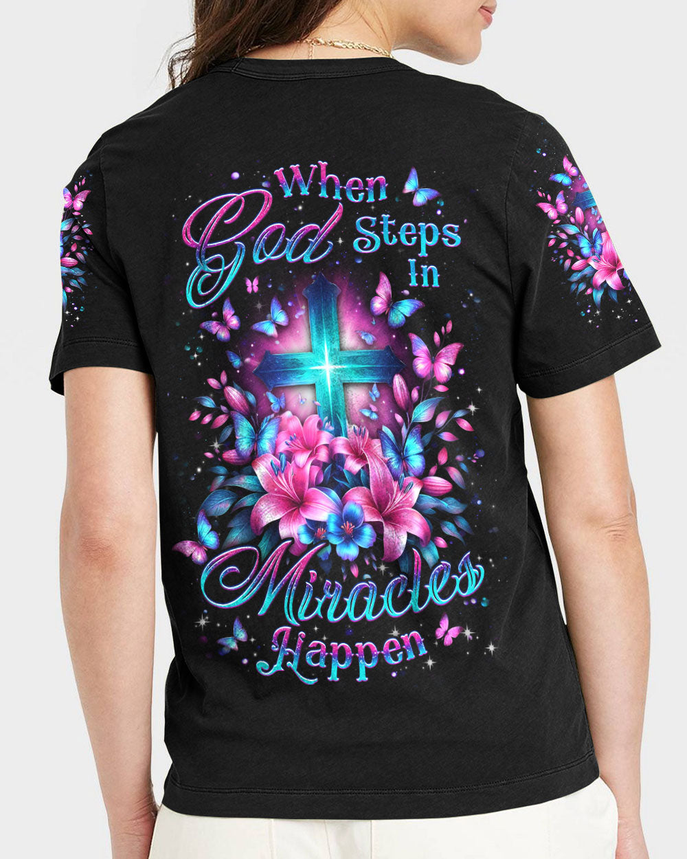 When God Steps In Miracles Happen Women's All Over Print Shirt - Yhdu1504244