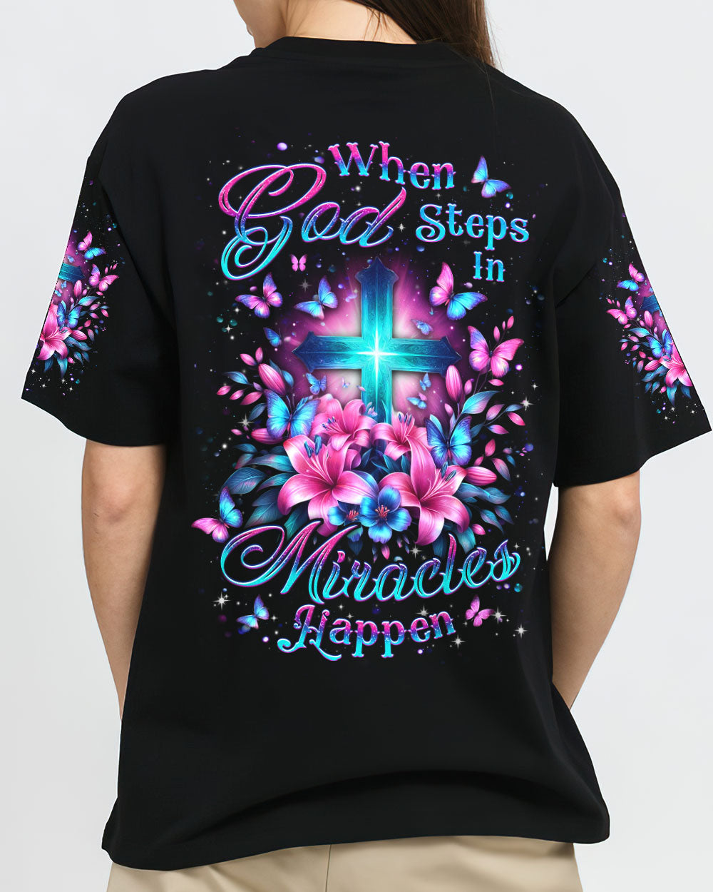 When God Steps In Miracles Happen Women's All Over Print Shirt - Yhdu1504244