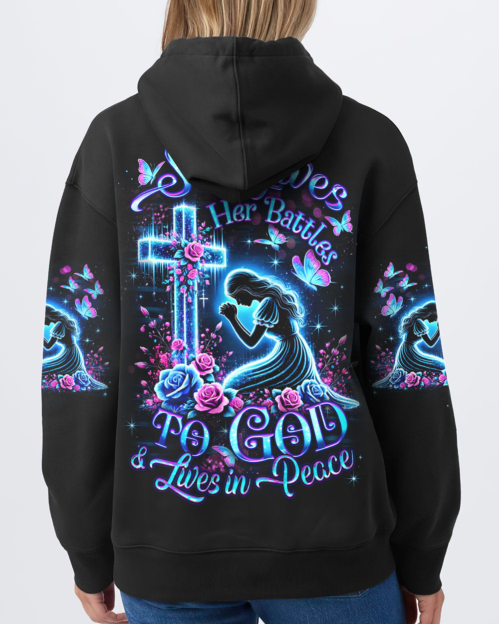 She Gives Her Battles To God Women's All Over Print Shirt - Yhdu1601252