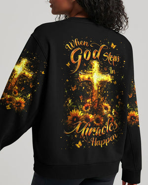 When God Steps In Miracles Happen Women's All Over Print Shirt - Yhdu1909243