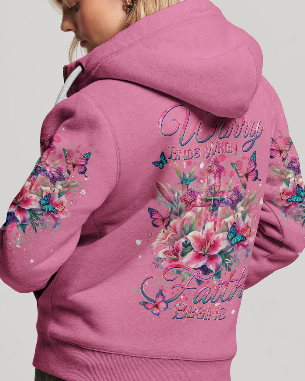 Worry Ends When Faith Begins Women's All Over Print Shirt - Yhdu2201243