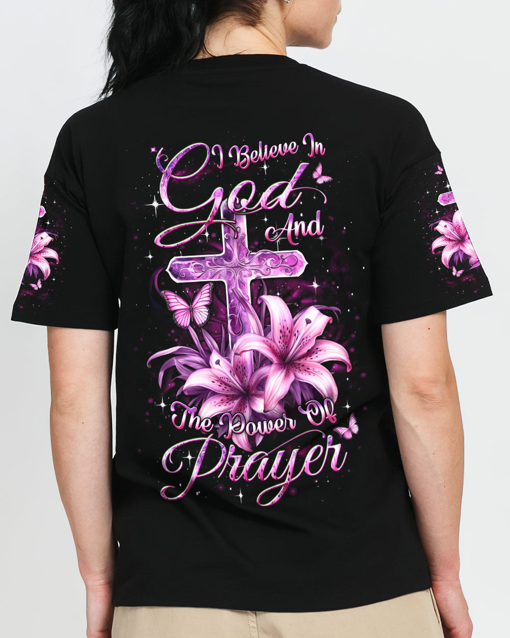 I Believe In God Cross Butterfly Women's All Over Print Shirt - Yhdu2211233