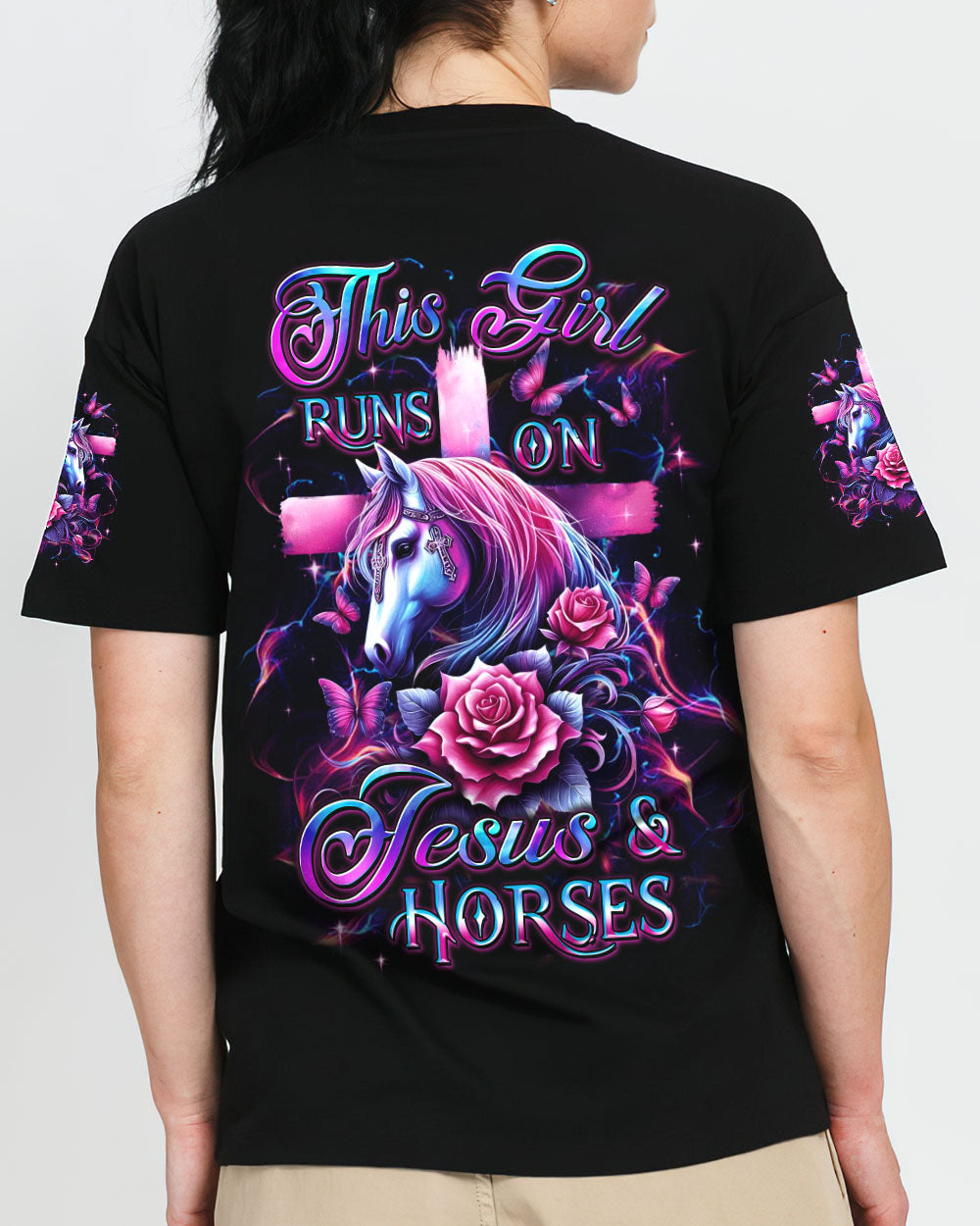 Runs On Jesus And Horses Women's All Over Print Shirt - Yhdu2211243