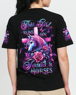 Runs On Jesus And Horses Women's All Over Print Shirt - Yhdu2211243