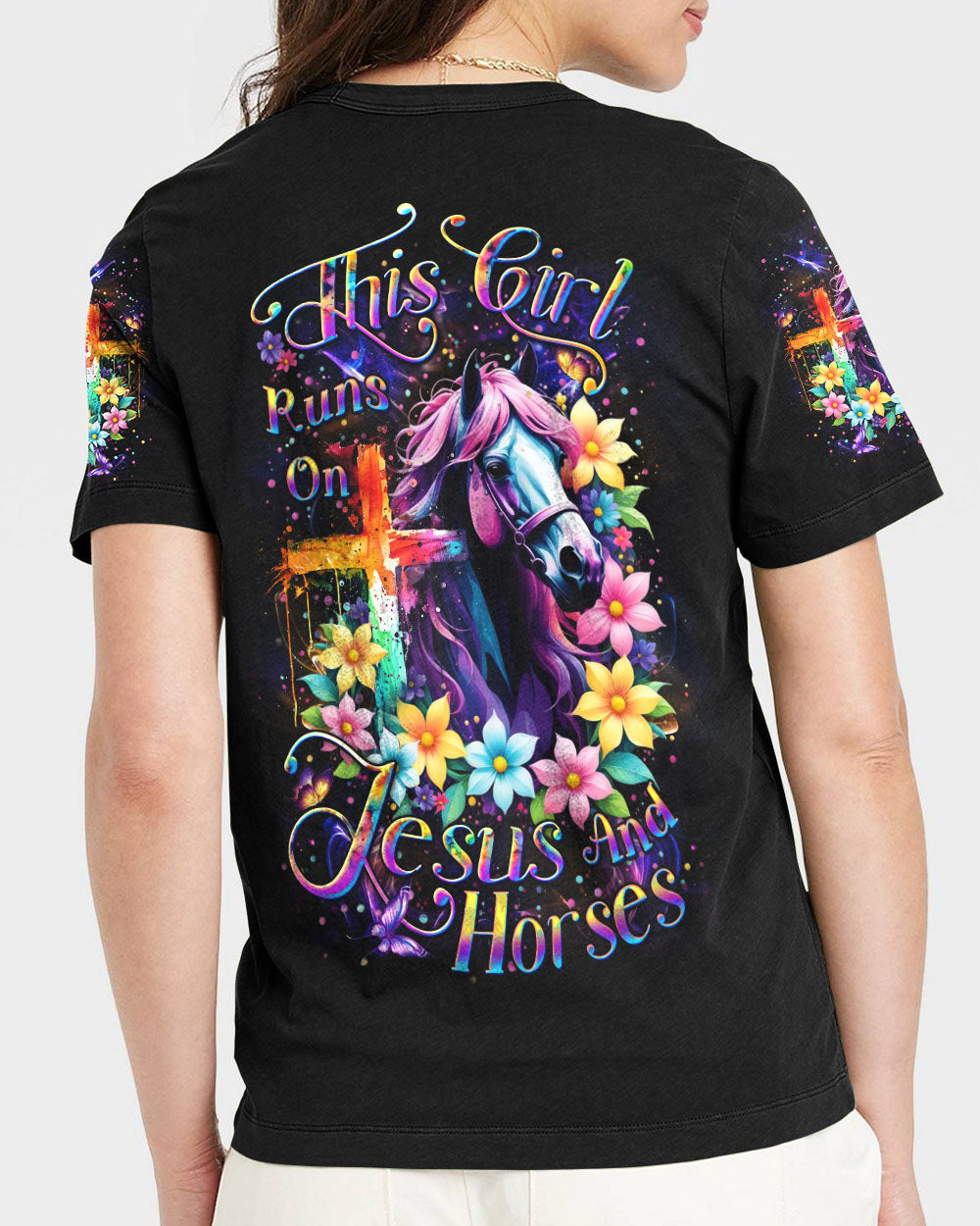 Runs On Jesus And Horses Women's All Over Print Shirt - Yhdu2709244
