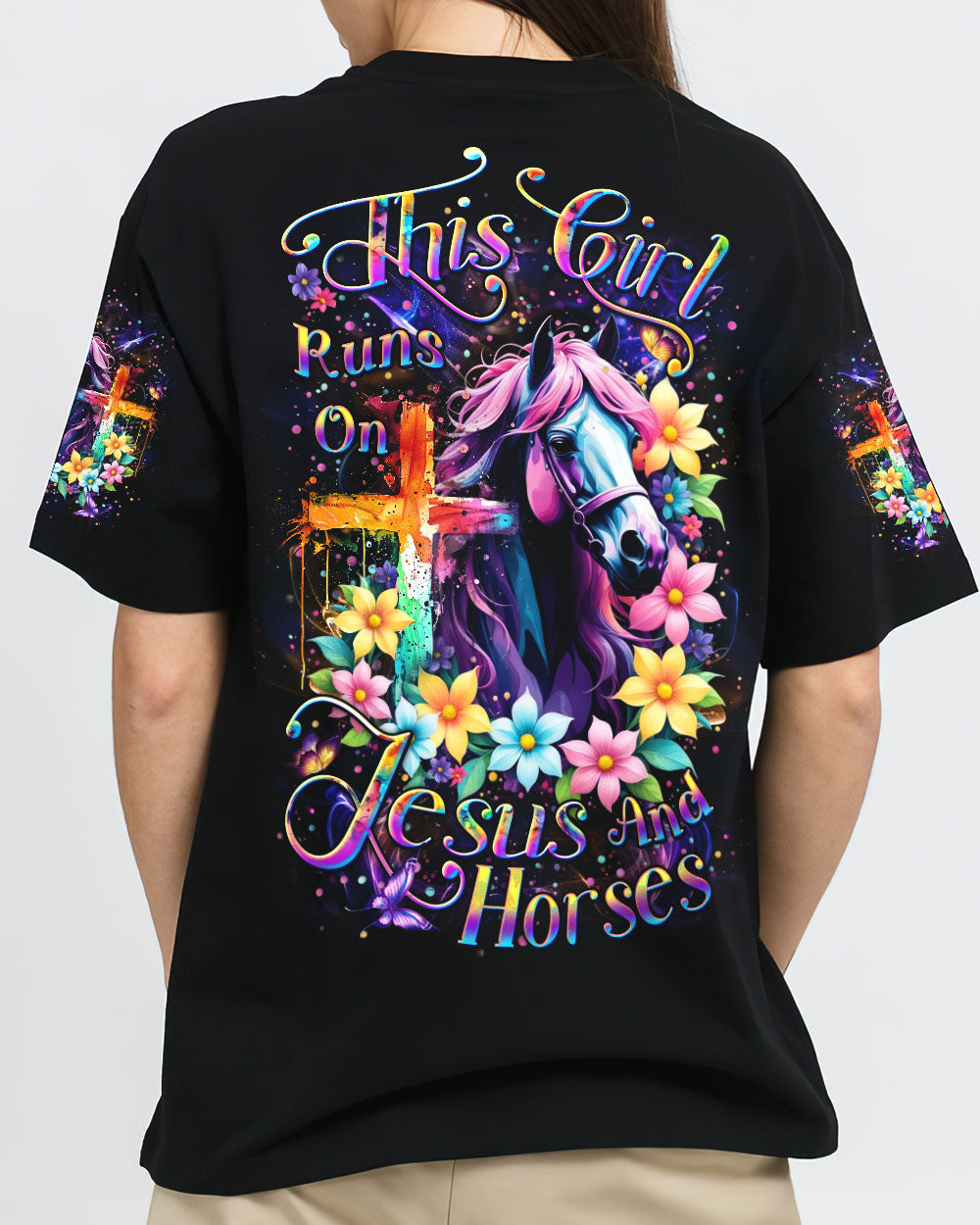 Runs On Jesus And Horses Women's All Over Print Shirt - Yhdu2709244
