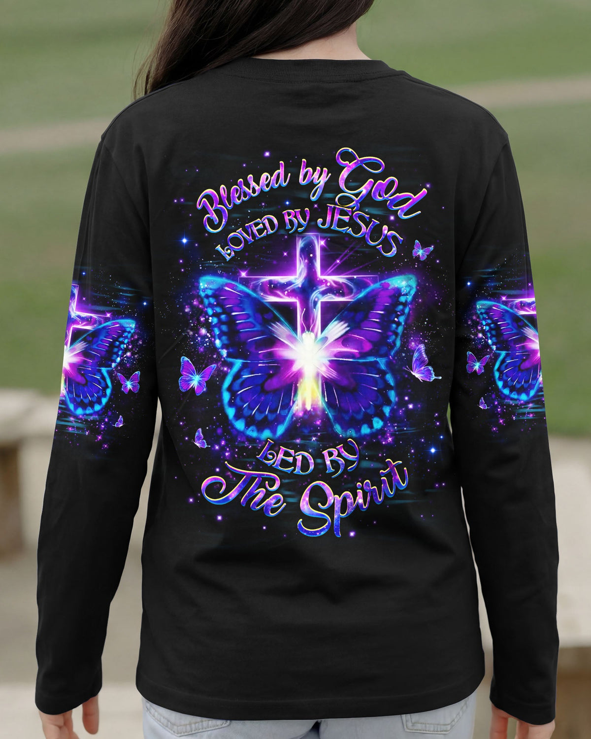 Blessed By God Loved By Jesus Butterfly Women's All Over Print Shirt - Yhhg0501262
