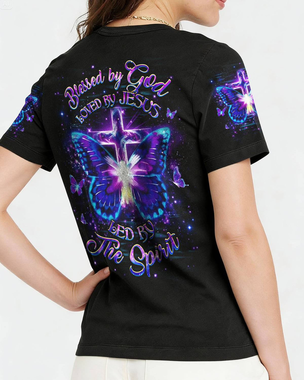 Blessed By God Loved By Jesus Butterfly Women's All Over Print Shirt - Yhhg0501262