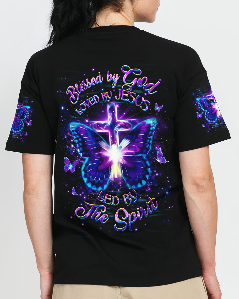 Blessed By God Loved By Jesus Butterfly Women's All Over Print Shirt - Yhhg0501262