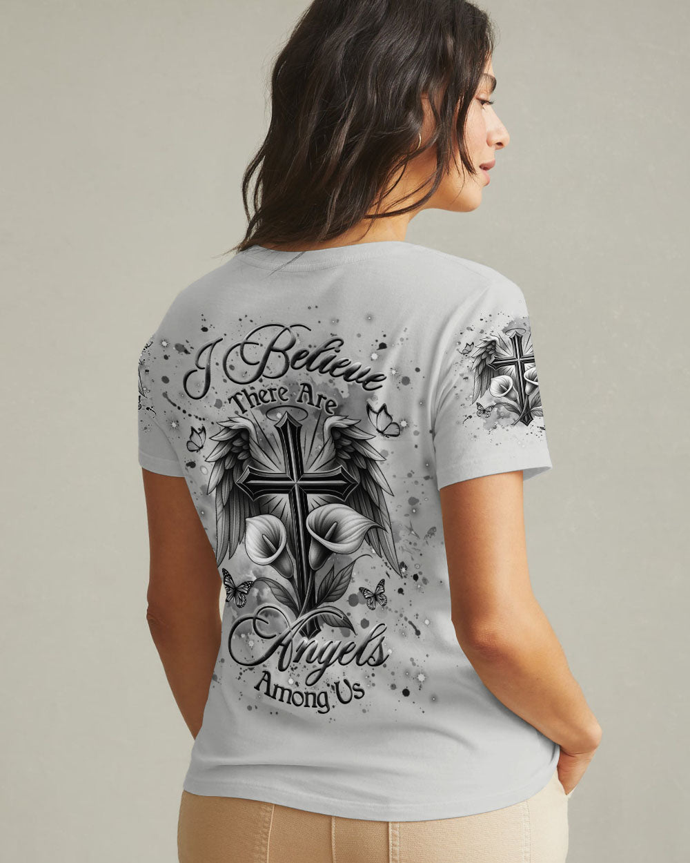 I Believe There Are Angels Among Us Wings Women's All Over Print Shirt - Yhhg0707254
