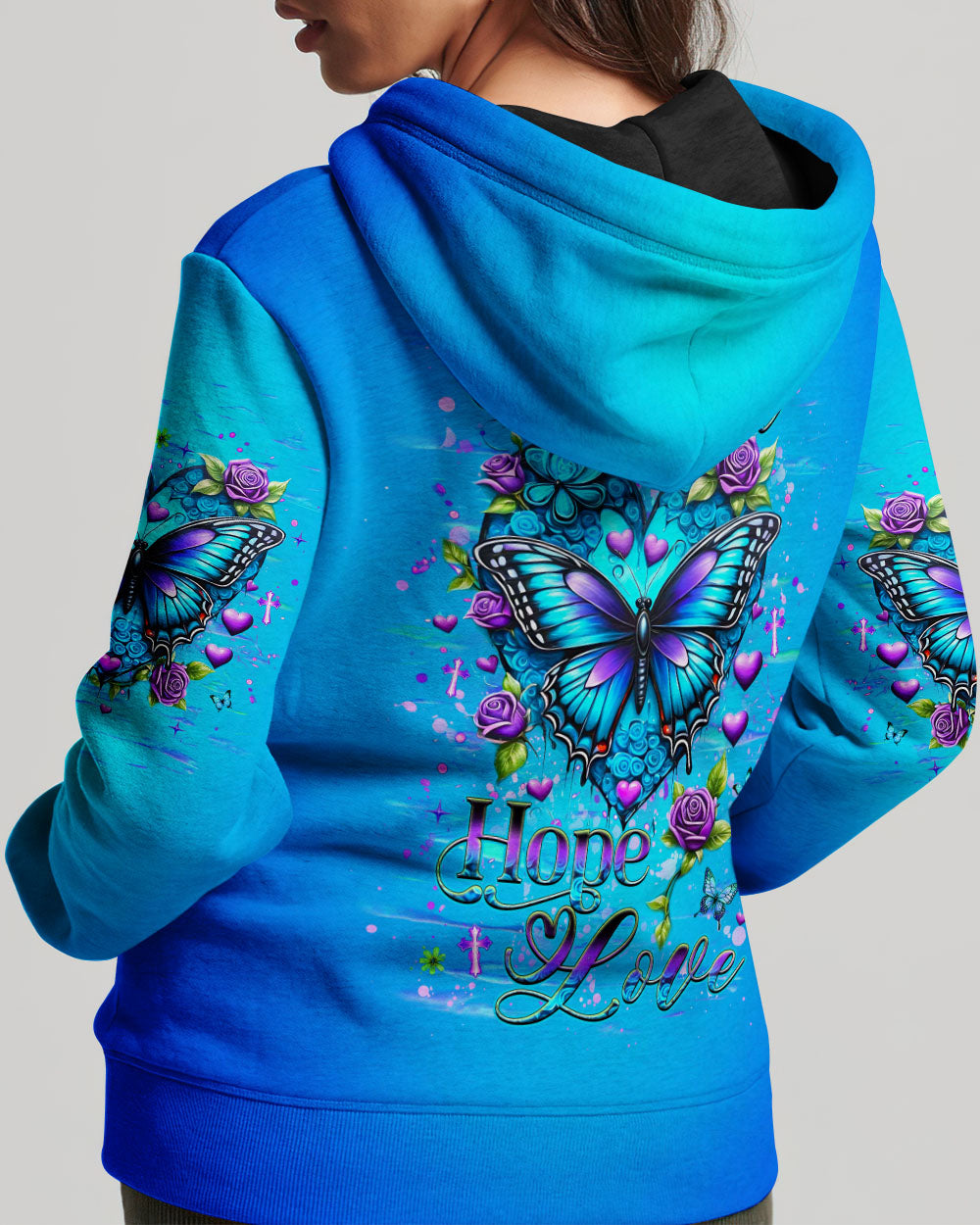 Faith Hope Love Butterfly Women's All Over Print Shirt - Yhhg1303253