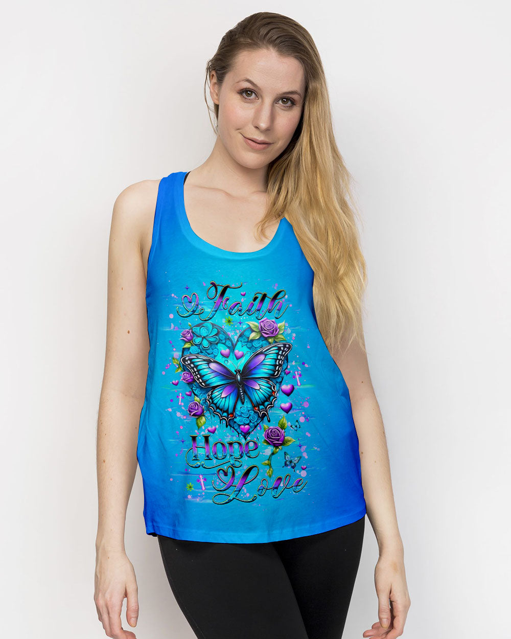 Faith Hope Love Butterfly Women's All Over Print Shirt - Yhhg1303253