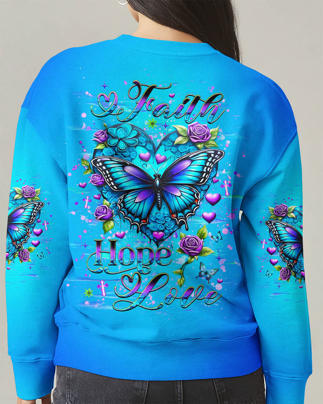 Faith Hope Love Butterfly Women's All Over Print Shirt - Yhhg1303253