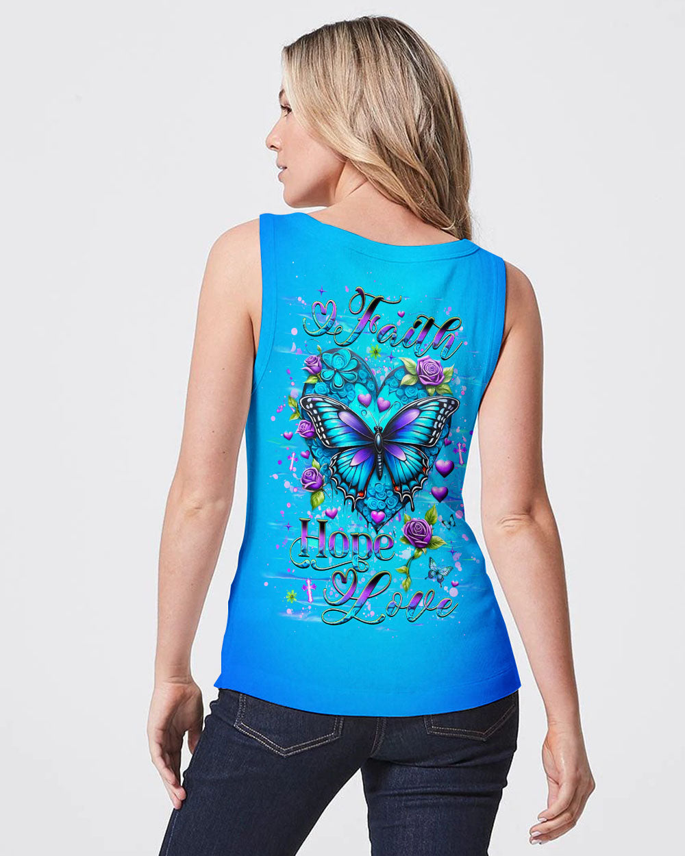 Faith Hope Love Butterfly Women's All Over Print Shirt - Yhhg1303253