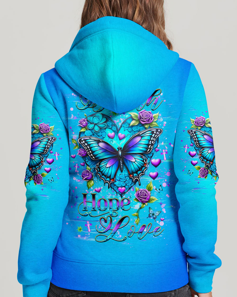 Faith Hope Love Butterfly Women's All Over Print Shirt - Yhhg1303253
