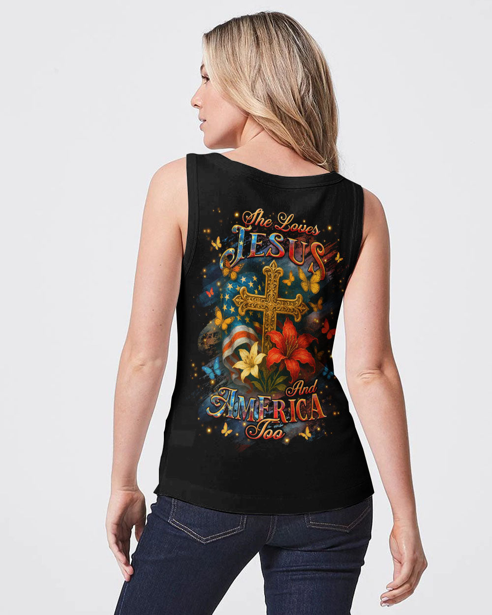 She Loves Jesus And America Too Women's All Over Print Shirt - Yhhg1605253