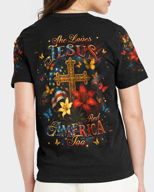 She Loves Jesus And America Too Women's All Over Print Shirt - Yhhg1605253