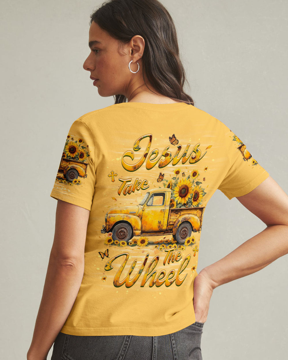 Jesus Take The Wheel Sunflowers Women's All Over Print Shirt - Yhhg1610253