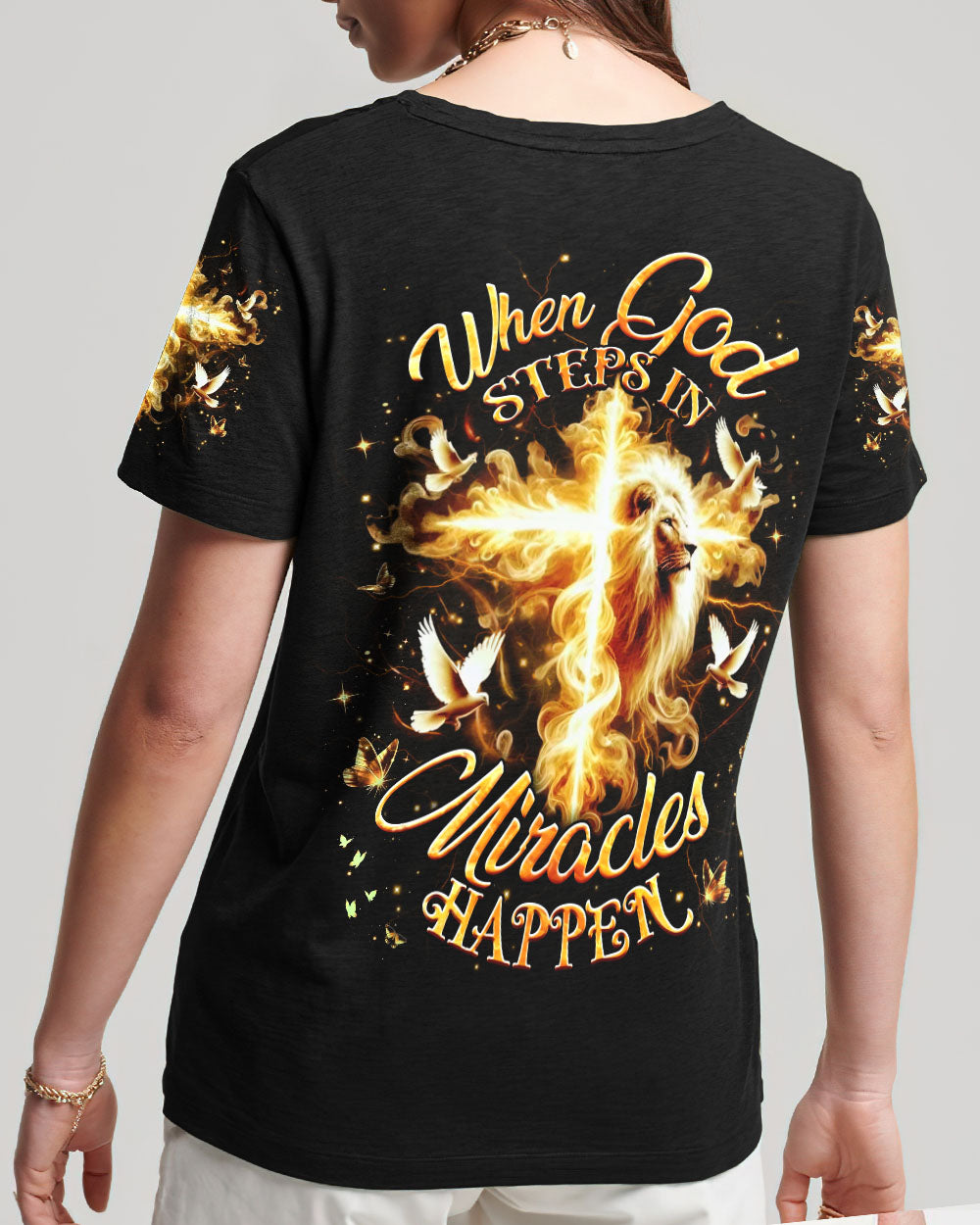 When God Steps In Miracles Happen Women's All Over Print Shirt - Yhhg1711252