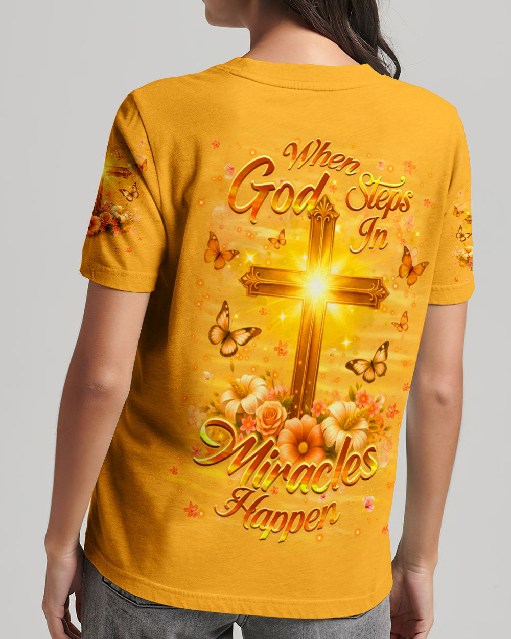 When God Steps In Miracles Happen Women's All Over Print Shirt - Yhhg2302261