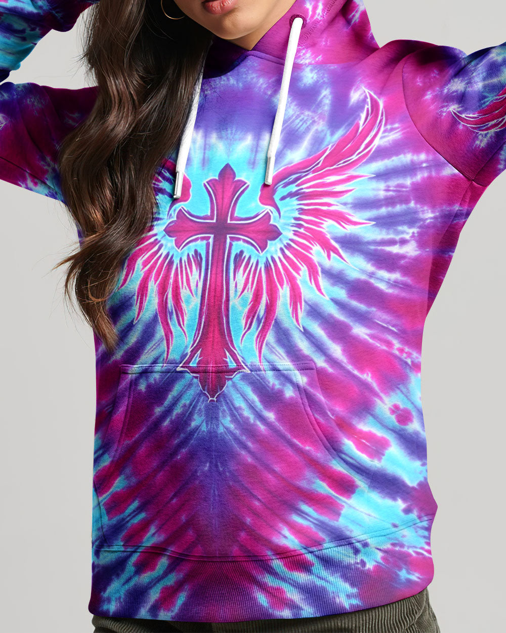 Pink Blue Swirl Cross Wings Women's All Over Print Shirt - Yhhn1401263