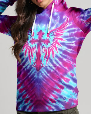 Pink Blue Swirl Cross Wings Women's All Over Print Shirt - Yhhn1401263
