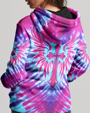 Pink Blue Swirl Cross Wings Women's All Over Print Shirt - Yhhn1401263