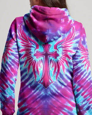Pink Blue Swirl Cross Wings Women's All Over Print Shirt - Yhhn1401263