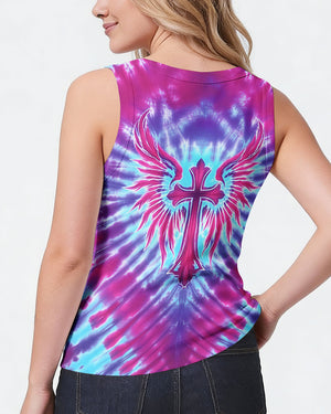 Pink Blue Swirl Cross Wings Women's All Over Print Shirt - Yhhn1401263