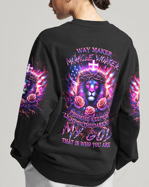 Way Maker Miracle Worker Cross Lion Women's All Over Print Shirt - Yhkd2205242