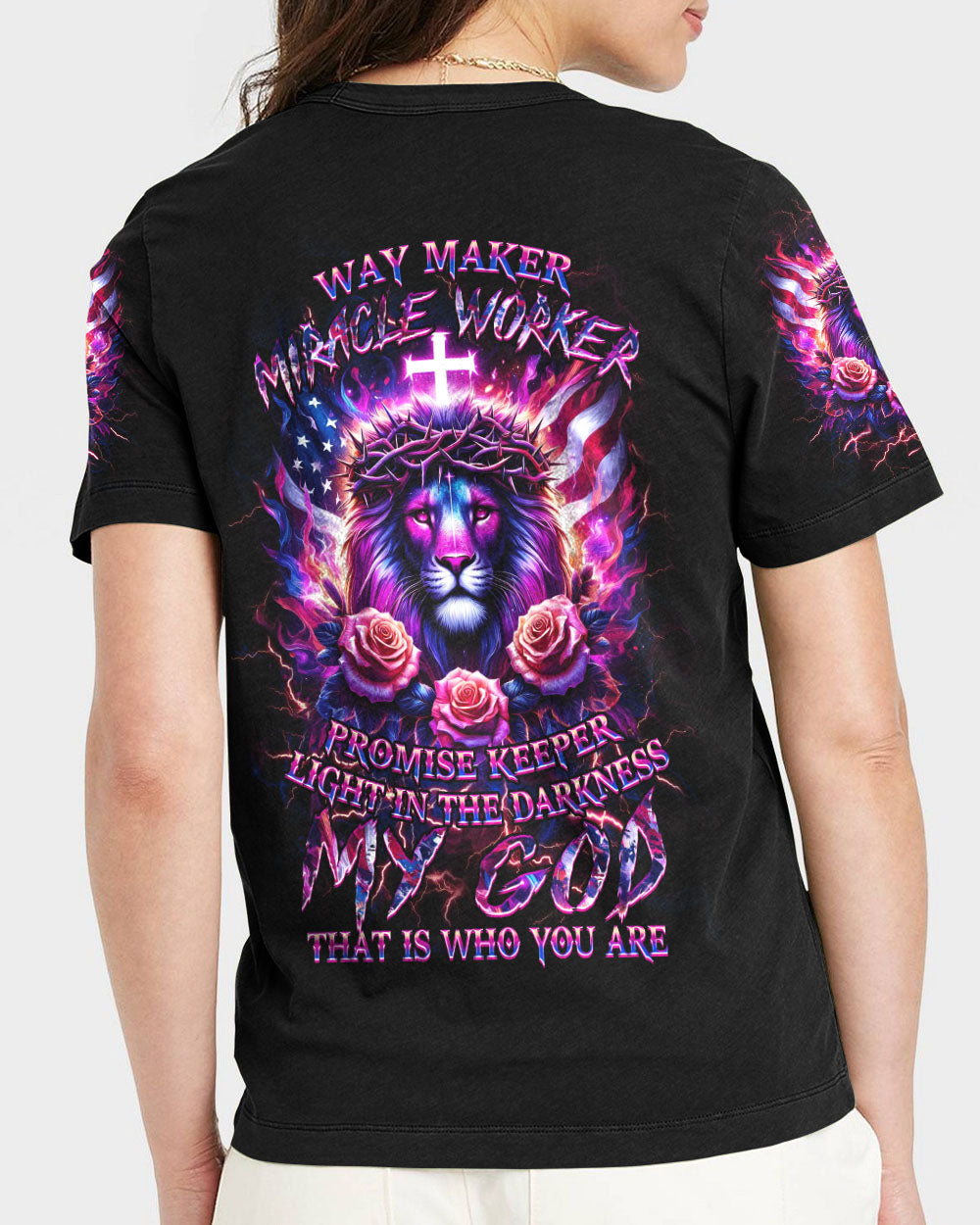 Way Maker Miracle Worker Cross Lion Women's All Over Print Shirt - Yhkd2205242