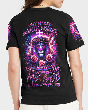 Way Maker Miracle Worker Cross Lion Women's All Over Print Shirt - Yhkd2205242