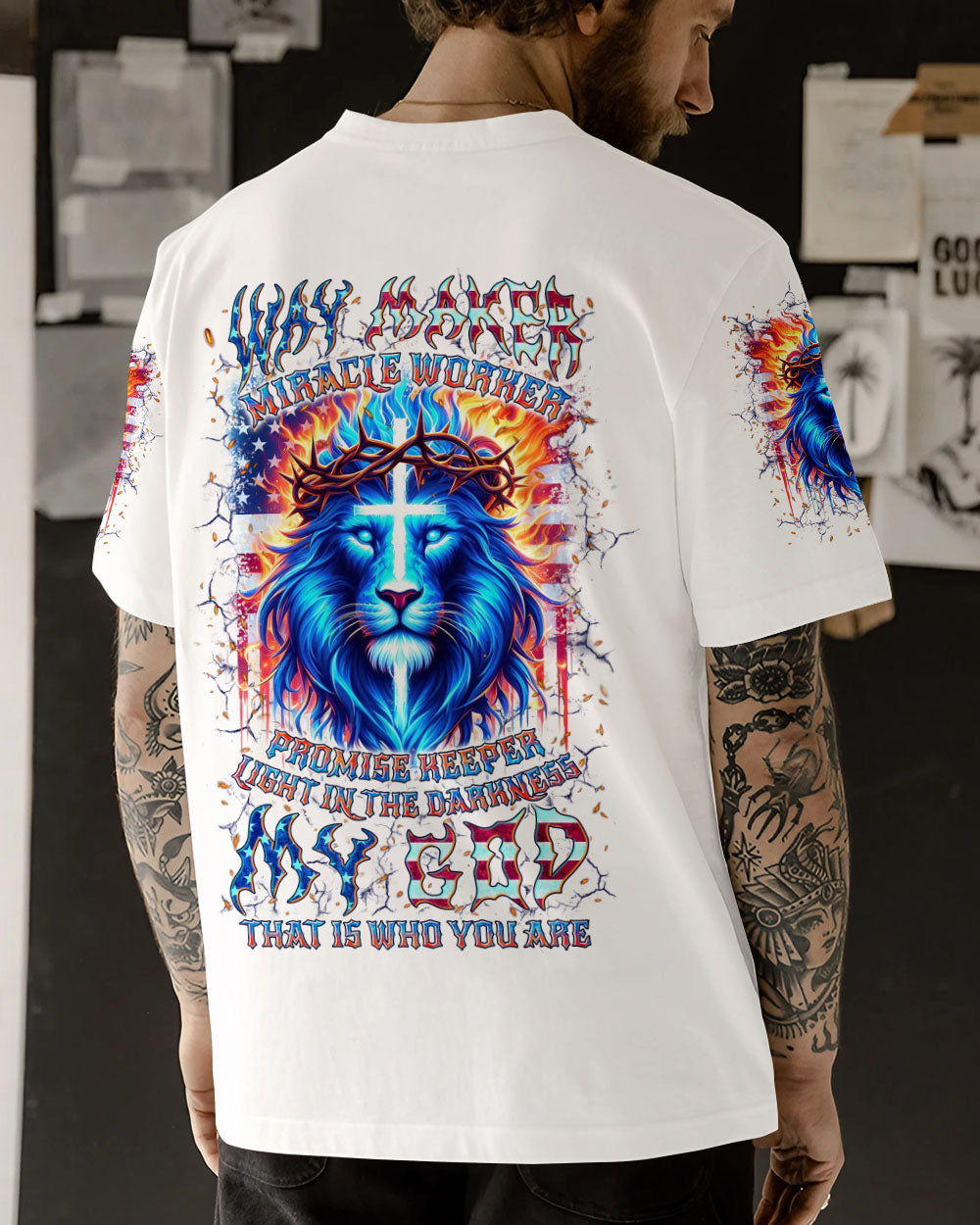 Way Maker Miracle Worker Cross Lion Men's All Over Print Shirt - Yhln0306244