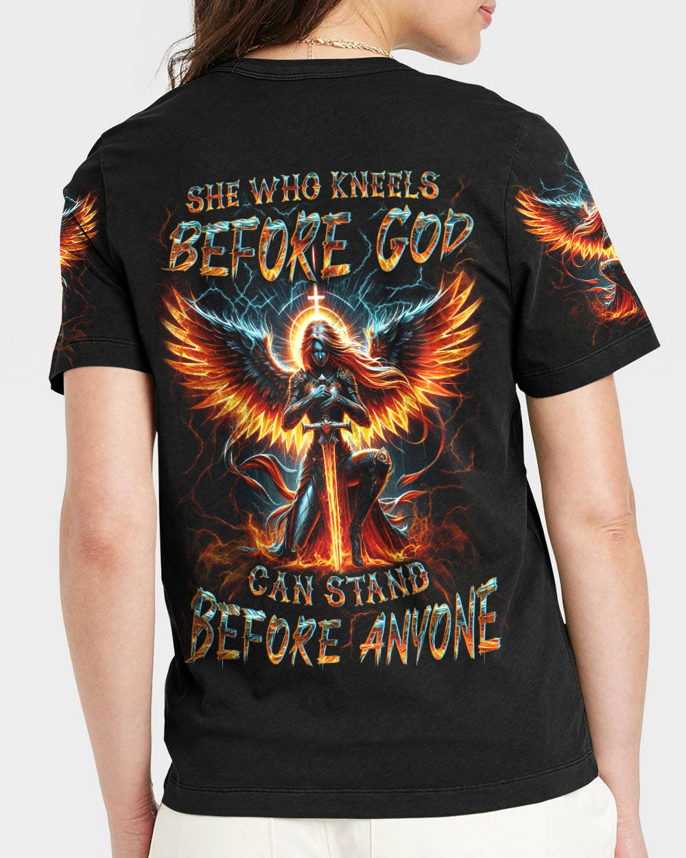 She Who Kneels Before God Warrior Women's All Over Print Shirt - Yhln1602242