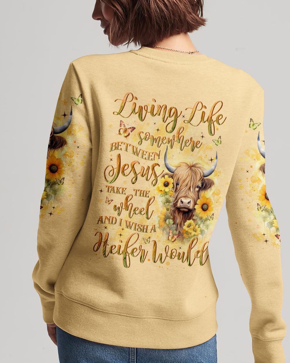 Living Life Somewhere Between Jesus Heifer Women's All Over Print Shirt - Yhln2702242