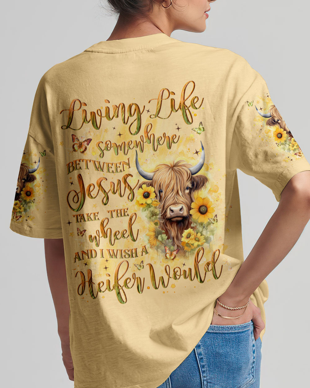 Living Life Somewhere Between Jesus Heifer Women's All Over Print Shirt - Yhln2702242