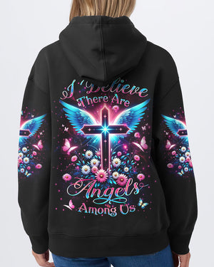 I Believe There Are Angels Among Us Cross Wings Women's All Over Print Shirt - Yhlt0204242