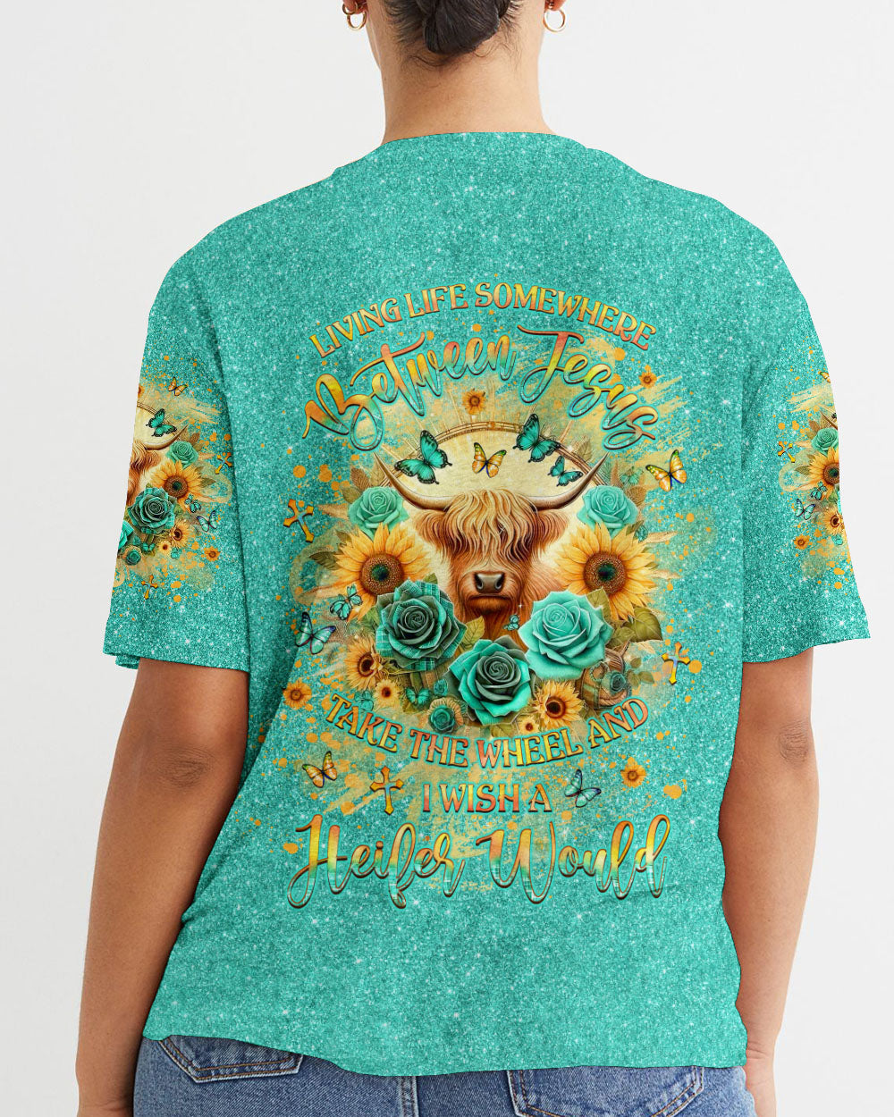 Living Life Somewhere Between Jesus Heifers Women's All Over Print Shirt - Yhlt0307241