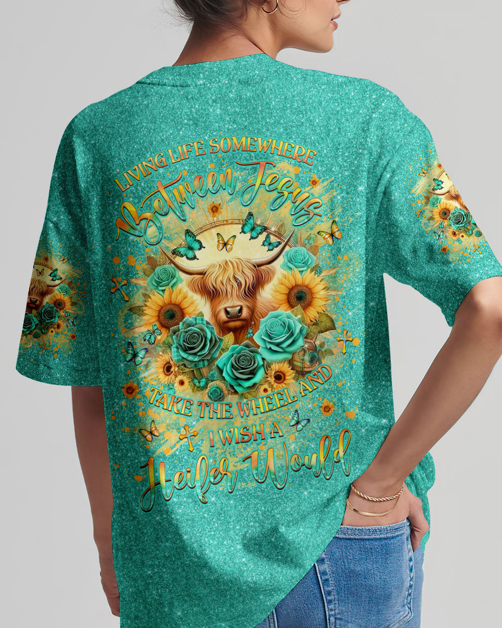 Living Life Somewhere Between Jesus Heifers Women's All Over Print Shirt - Yhlt0307241