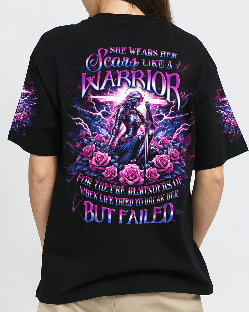 She Wears Her Scars Like A Warrior Women's All Over Print Shirt - Yhlt0612241