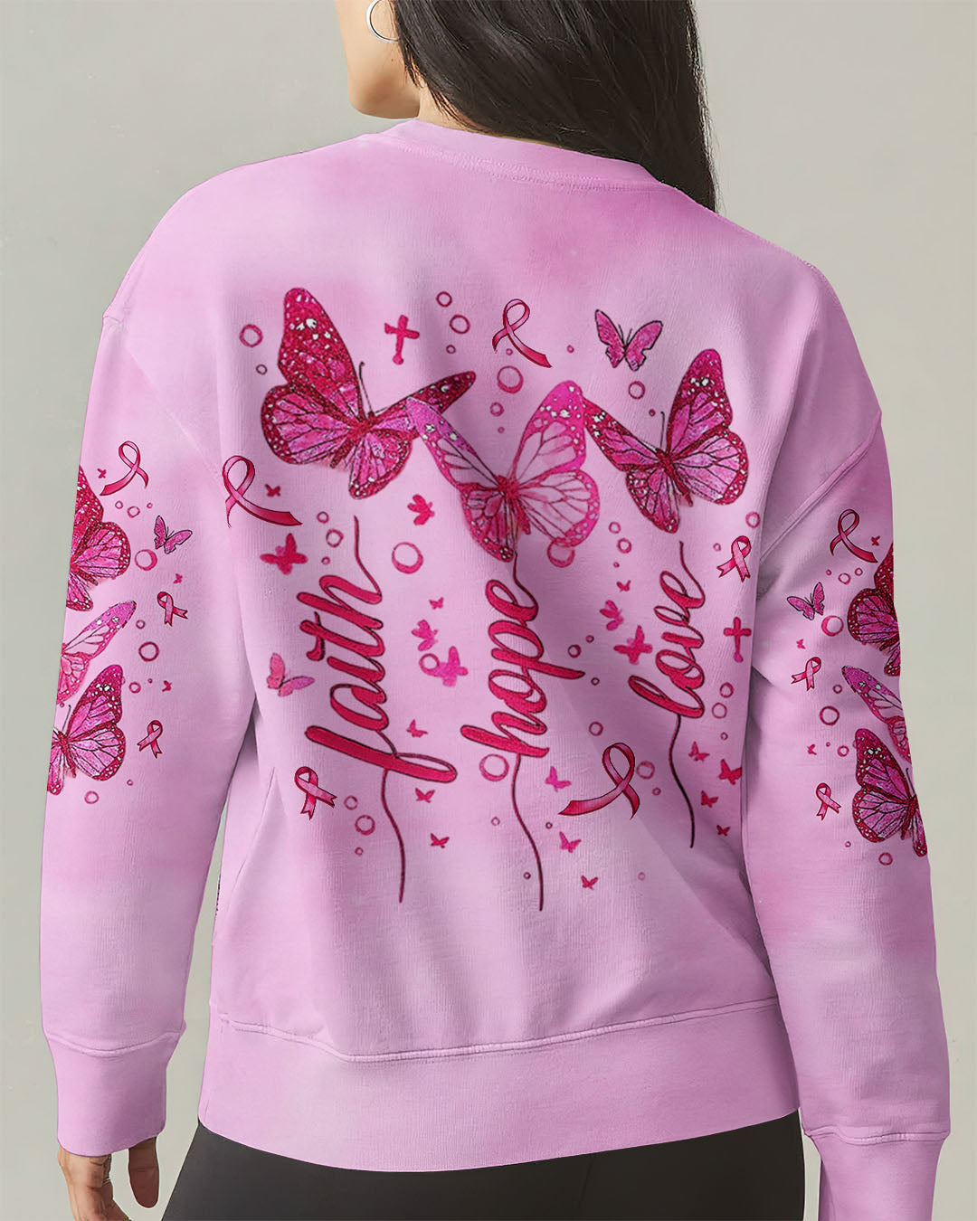 Faith Hope Love Breast Cancer Women's All Over Print Shirt - Yhlt0708253