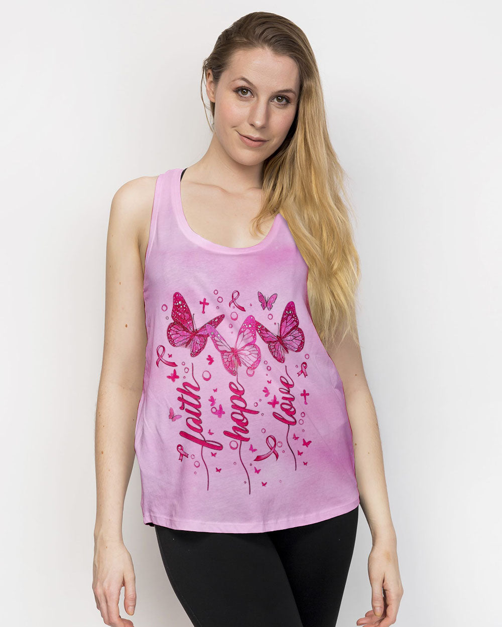 Faith Hope Love Breast Cancer Women's All Over Print Shirt - Yhlt0708253
