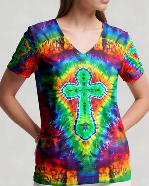 Radiant Psychedelic Cross Women's All Over Print Shirt - Yhlt1201262