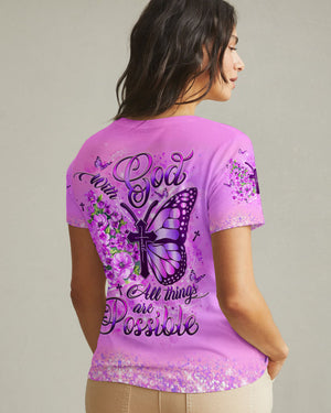 With God All Things Are Possible Butterfly Women's All Over Print Shirt - Yhlt1809241