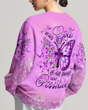 With God All Things Are Possible Butterfly Women's All Over Print Shirt - Yhlt1809241